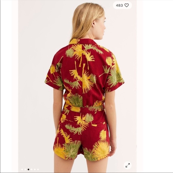 NWT Free People Malibu Romper in Maroon Combo Size XS - Picture 5 of 16